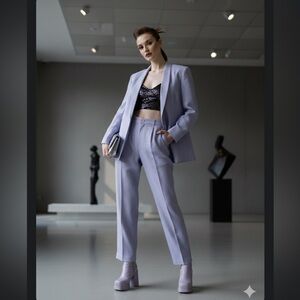 VTG 80s College Town Periwinkle/Violet Pant Suit Set